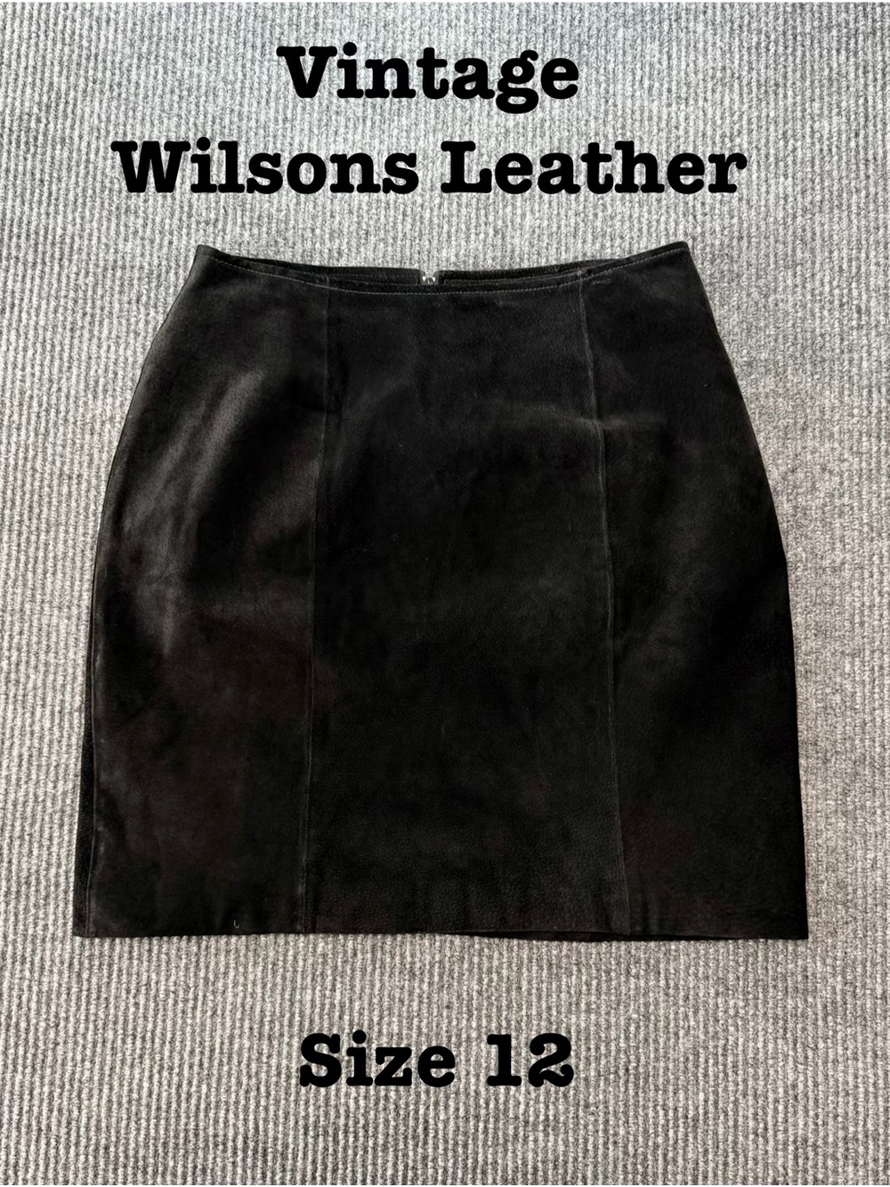 Vintage 90s Wilsons Black Suede Mini Skirt - Size 12 / 14
